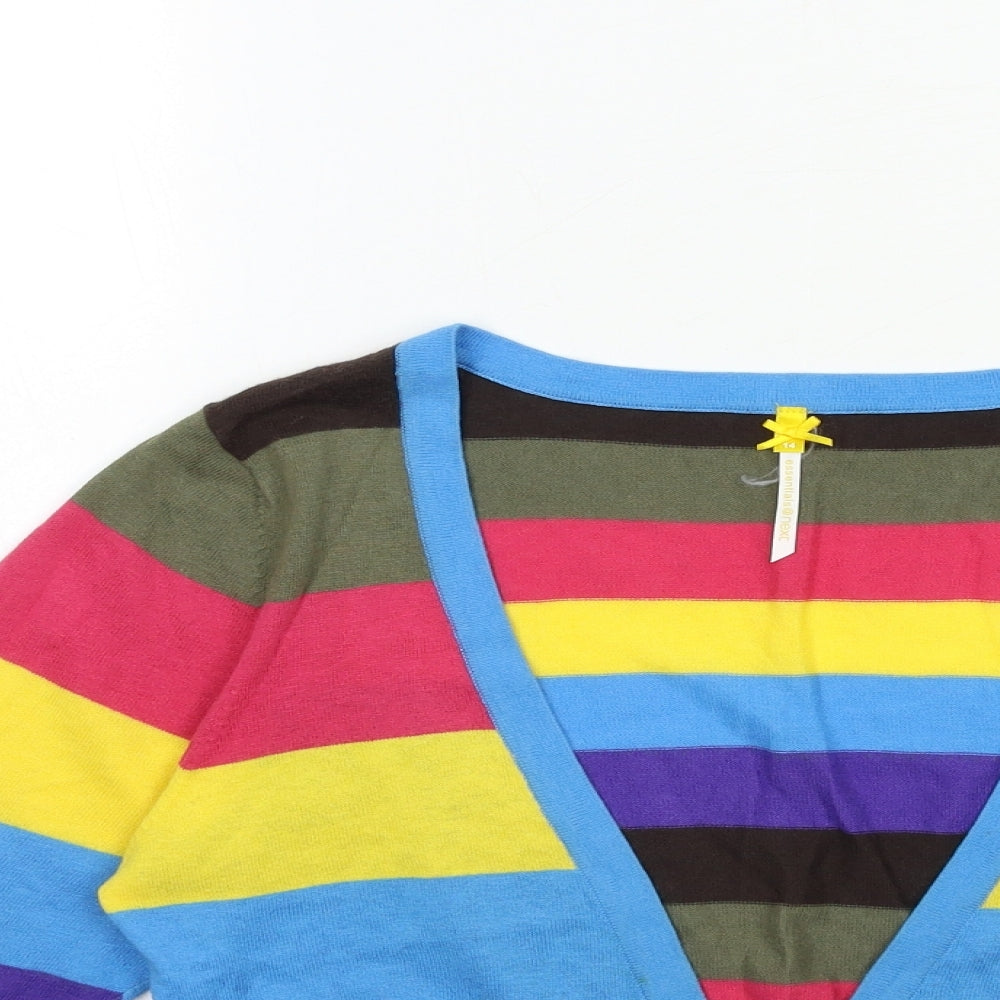 NEXT Womens Blue Striped Knit Cardigan Jumper Size 14