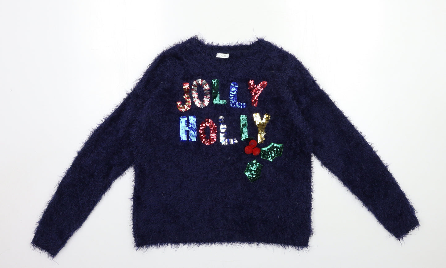 NEXT Girls Blue  Knit Pullover Jumper Size 12 Years  - christmas