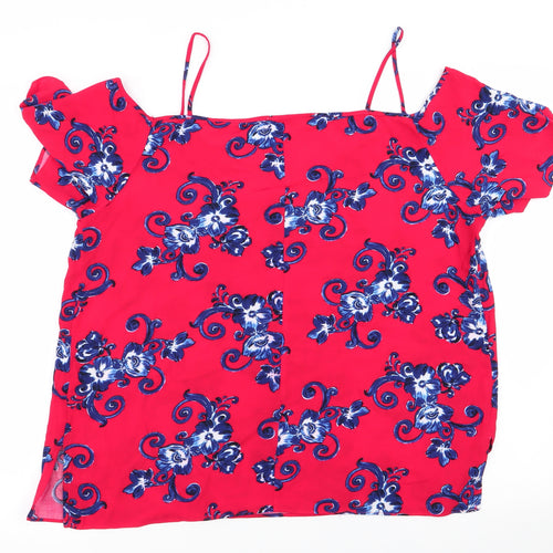 Papaya Womens Red Floral  Basic Blouse Size 16
