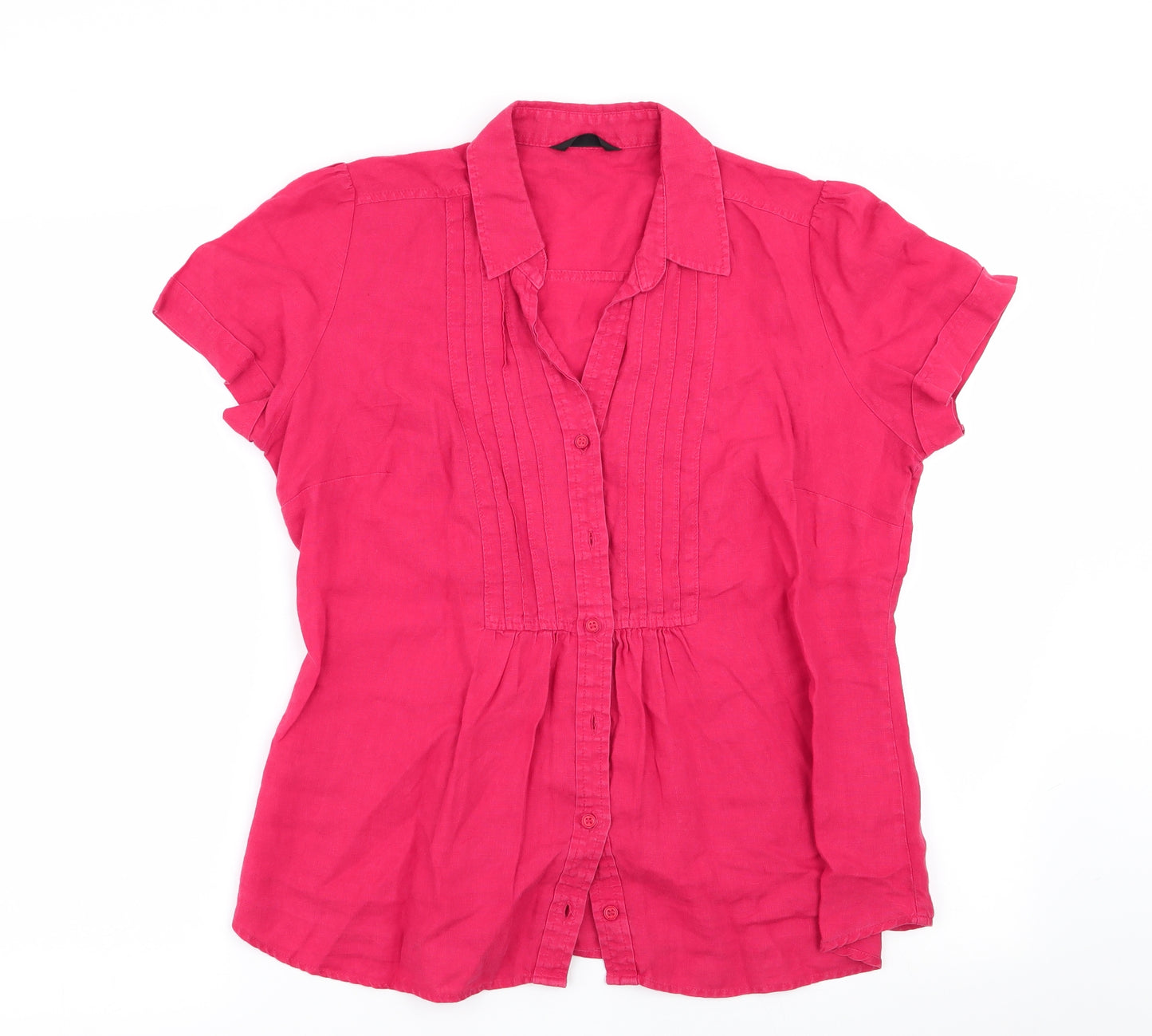 M&S Womens Red   Basic Button-Up Size 14