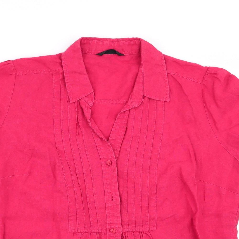 M&S Womens Red   Basic Button-Up Size 14