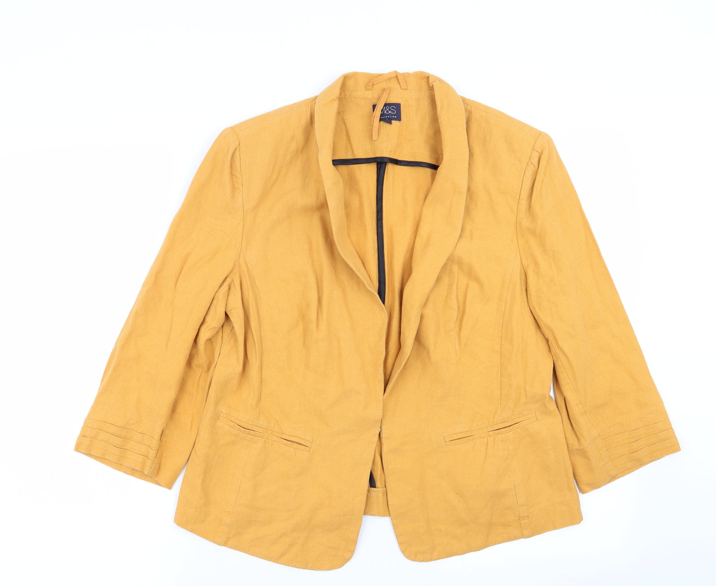 M&S Womens Yellow   Jacket Blazer Size 14