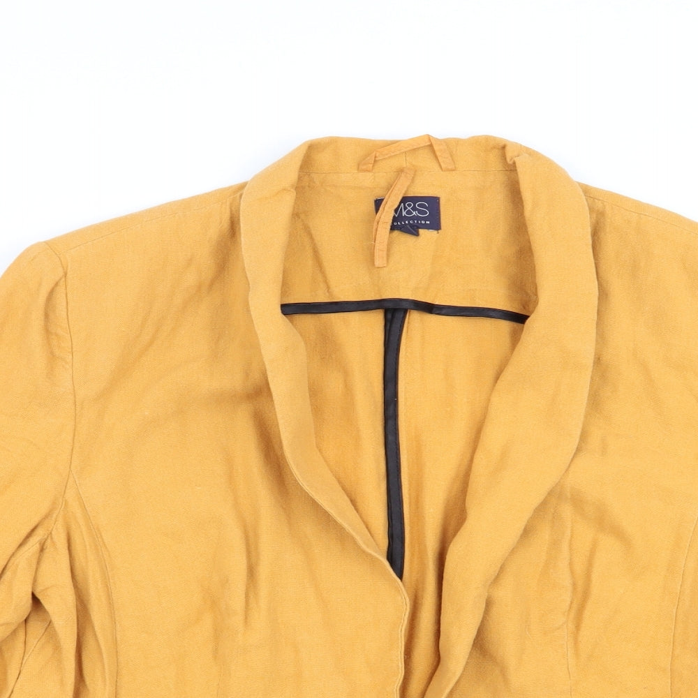M&S Womens Yellow   Jacket Blazer Size 14