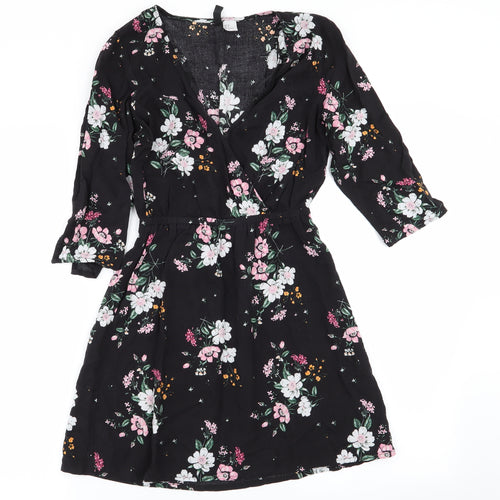 Divided by H&M Womens Black Floral  Fit & Flare  Size 4