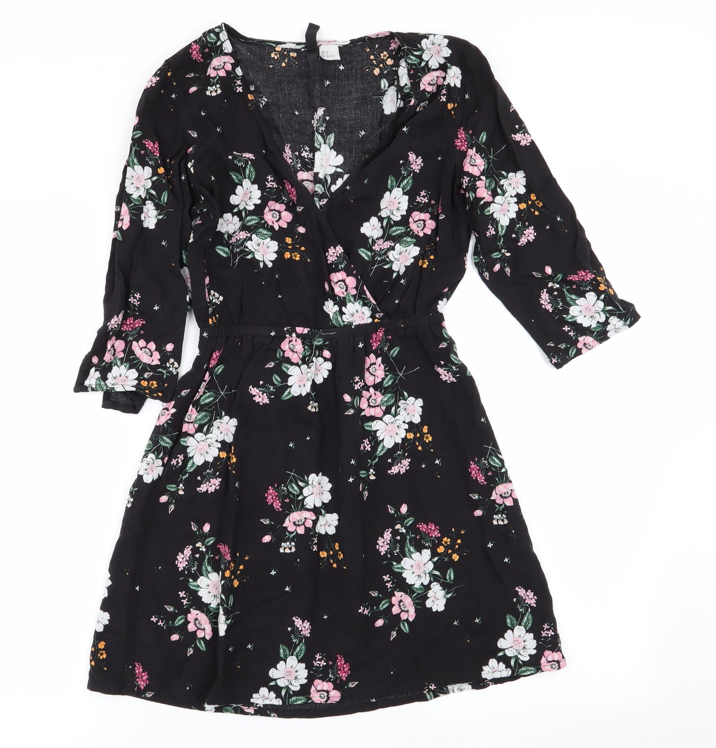 Divided by H&M Womens Black Floral  Fit & Flare  Size 4