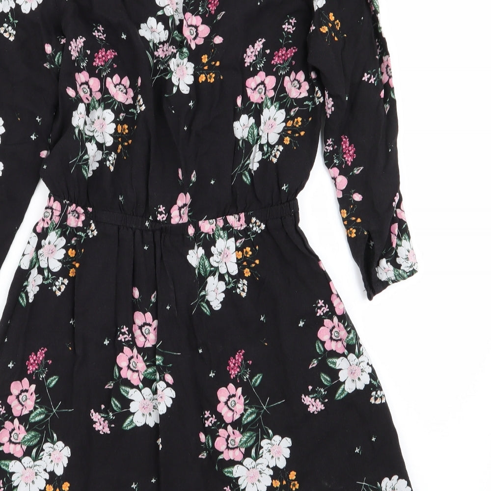Divided by H&M Womens Black Floral  Fit & Flare  Size 4