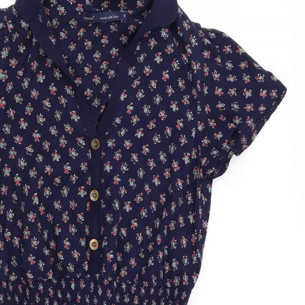 NEXT Womens Blue Floral  Fit & Flare  Size 8