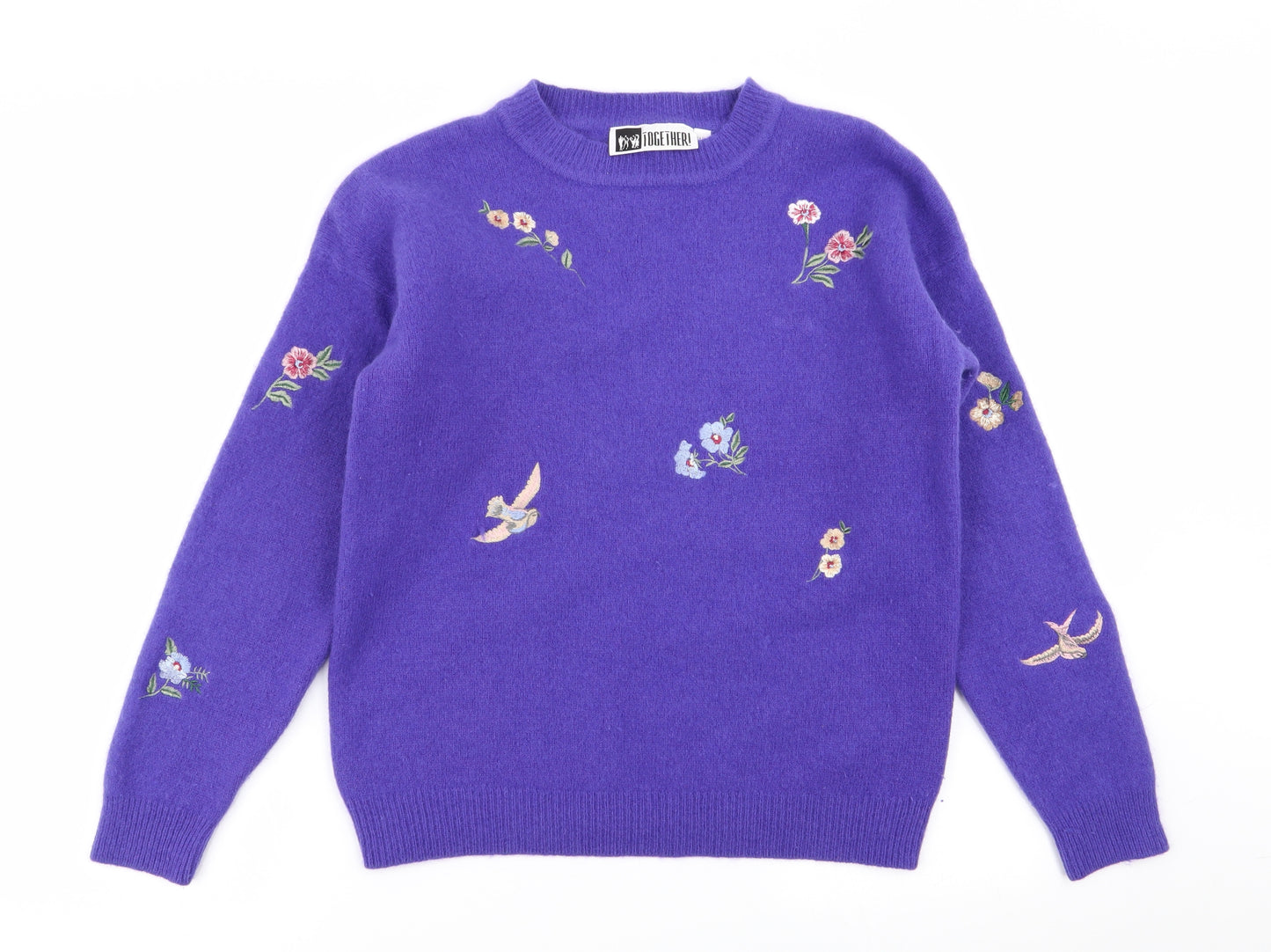 Together Womens Purple Floral  Pullover Jumper Size 14