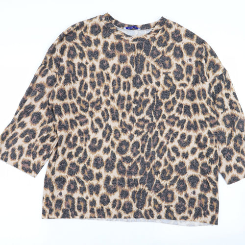 Zara Womens Multicoloured Animal Print  Basic T-Shirt Size M