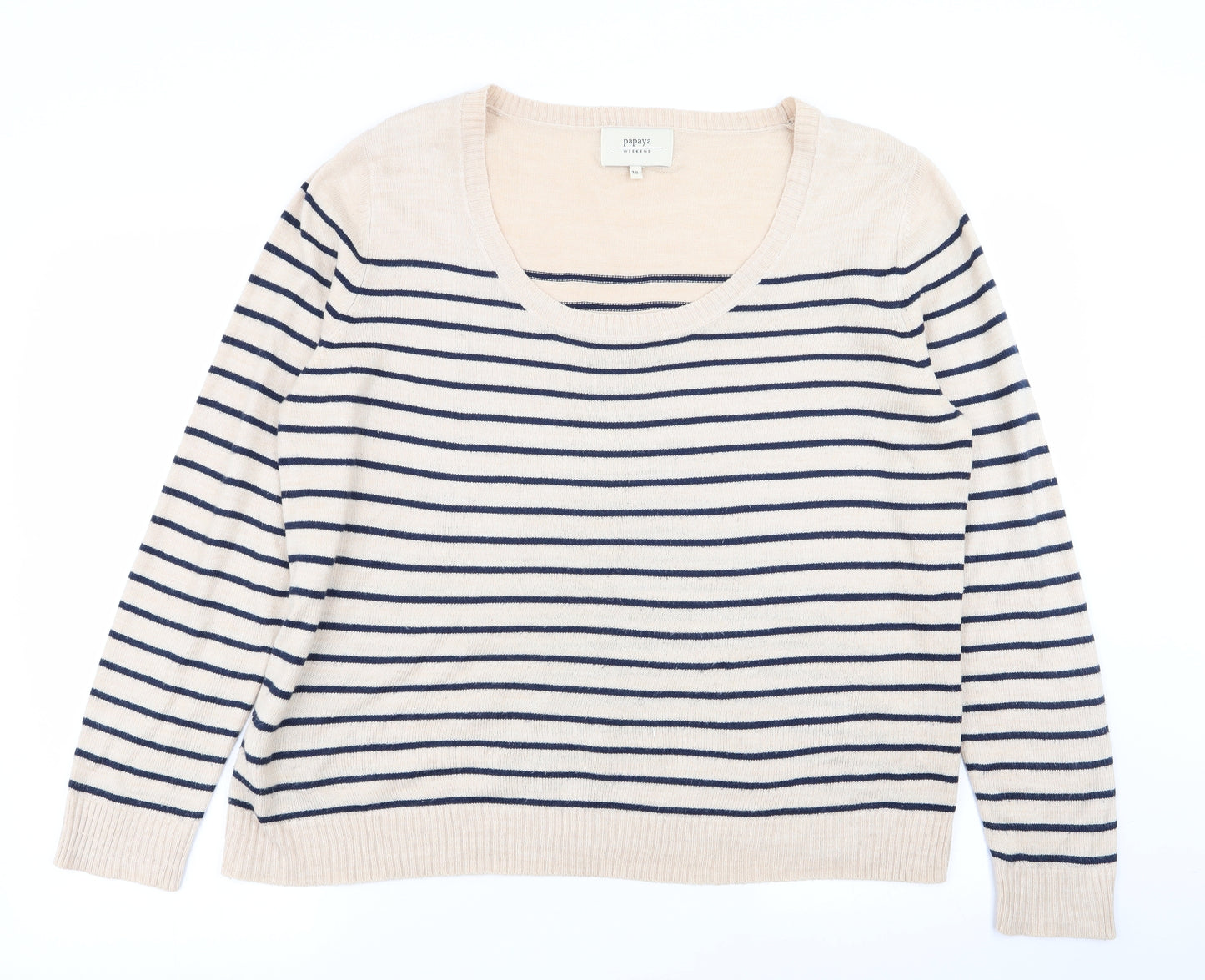 Papaya Womens Multicoloured Striped  Pullover Jumper Size 18
