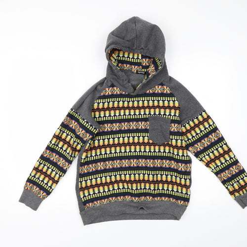 Zy Fg Free Boys Multicoloured Geometric  Pullover Hoodie Size M
