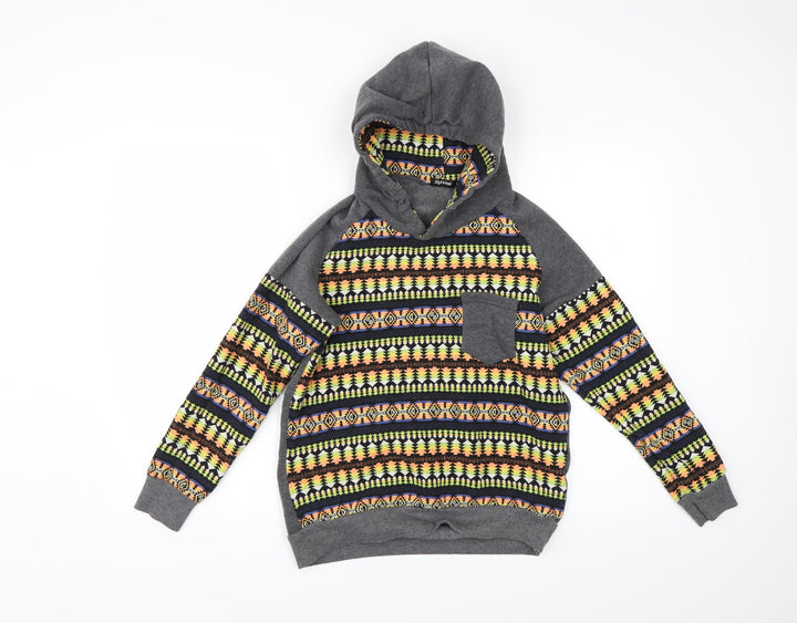 Zy Fg Free Boys Multicoloured Geometric  Pullover Hoodie Size M
