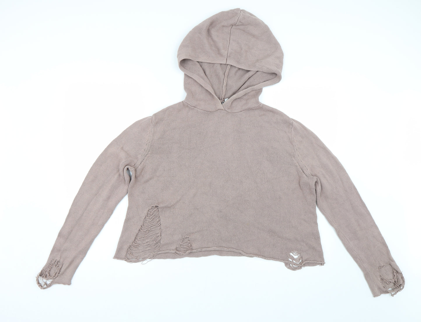 H&M Womens Brown  Knit Pullover Hoodie Size M