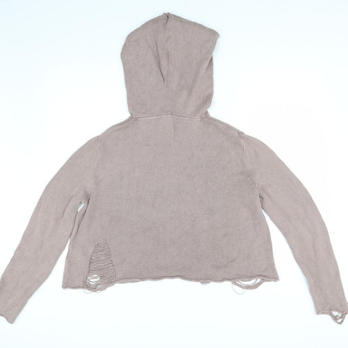 H&M Womens Brown  Knit Pullover Hoodie Size M