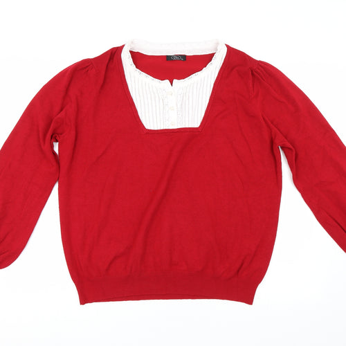 BM Womens Red  Knit Pullover Jumper Size XL