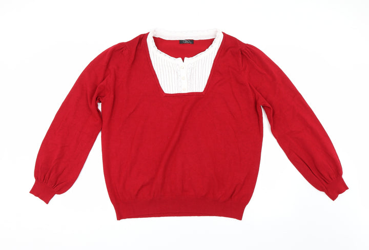 BM Womens Red  Knit Pullover Jumper Size XL