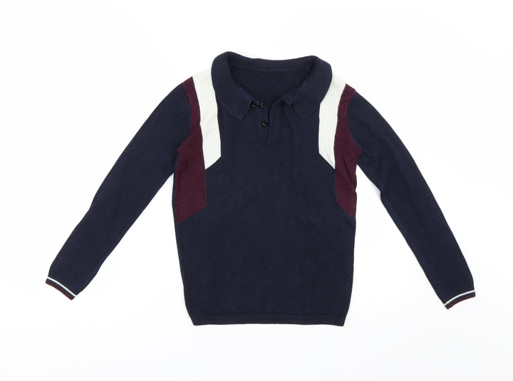 River Island Girls Blue  Knit Henley Jumper Size 9-10 Years