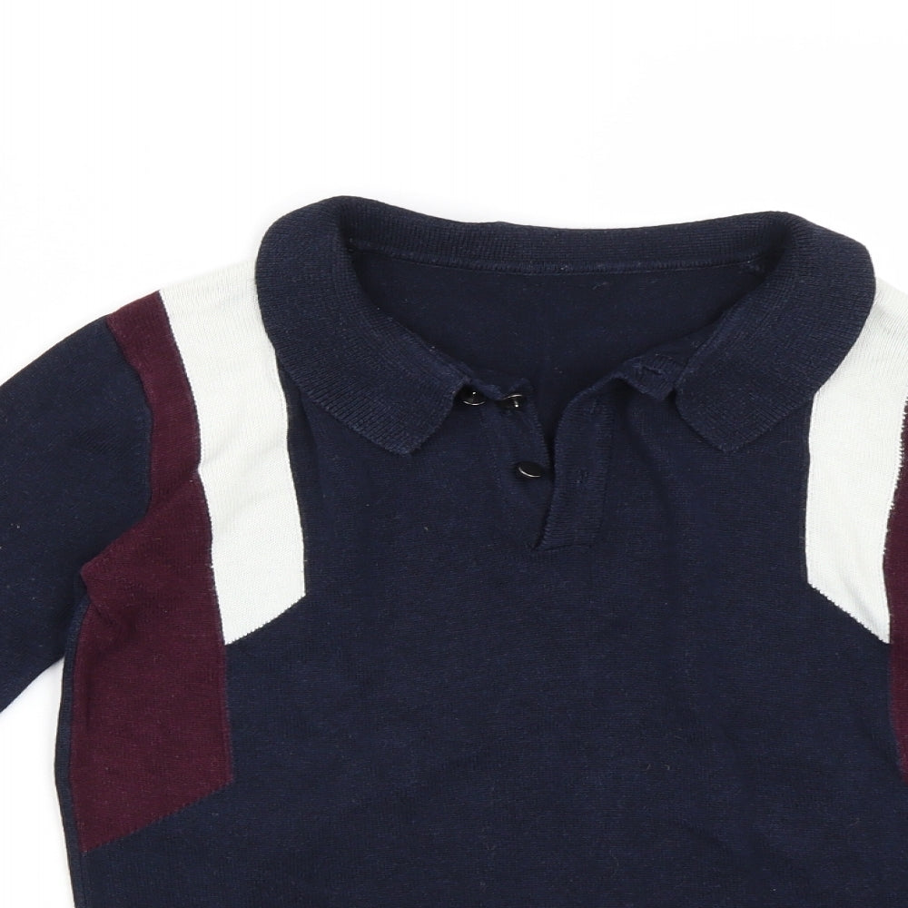 River Island Girls Blue  Knit Henley Jumper Size 9-10 Years