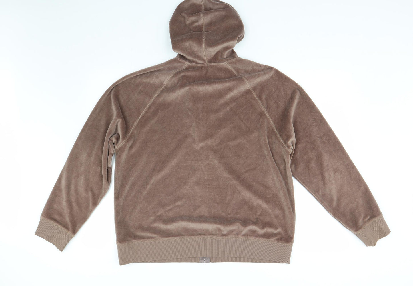M&S Womens Brown  Velour Full Zip Hoodie Size 20  - Rhinestone Zip