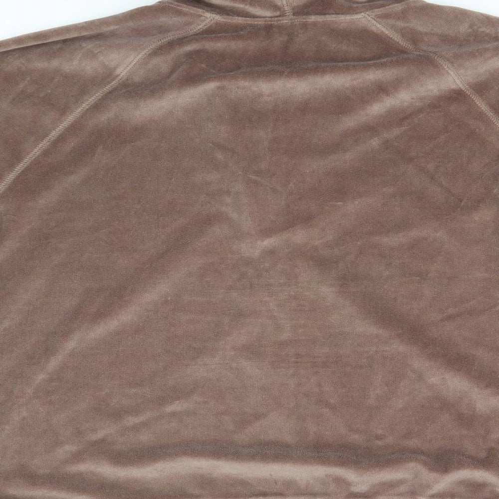 M&S Womens Brown  Velour Full Zip Hoodie Size 20  - Rhinestone Zip