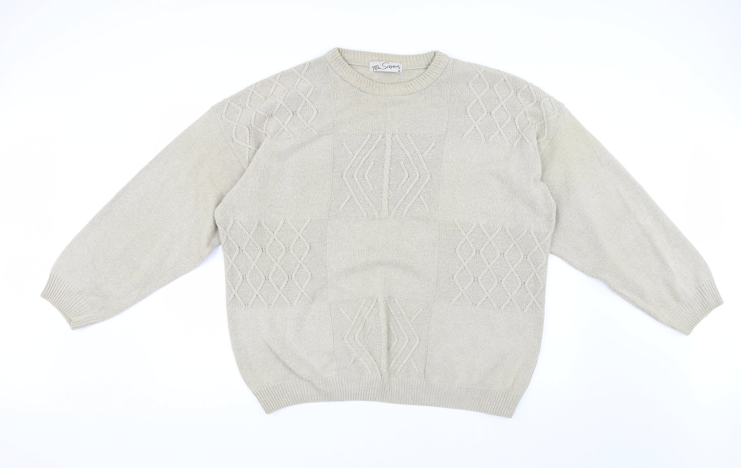 Tom Sayers Mens Beige  Knit Pullover Jumper Size XL