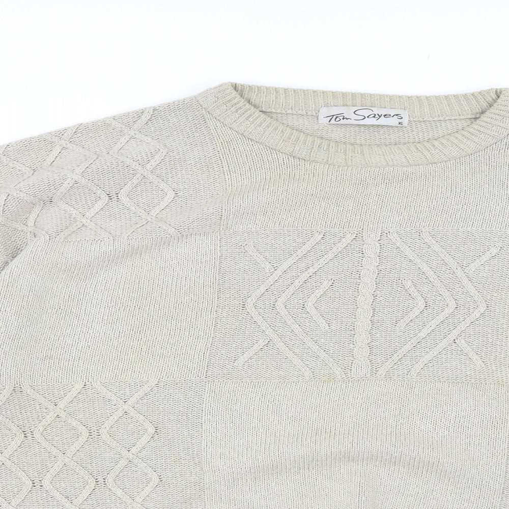 Tom Sayers Mens Beige  Knit Pullover Jumper Size XL