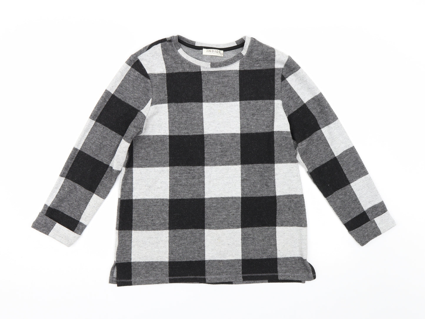 M&S Womens Multicoloured Check Fleece Pullover Jumper Size 10