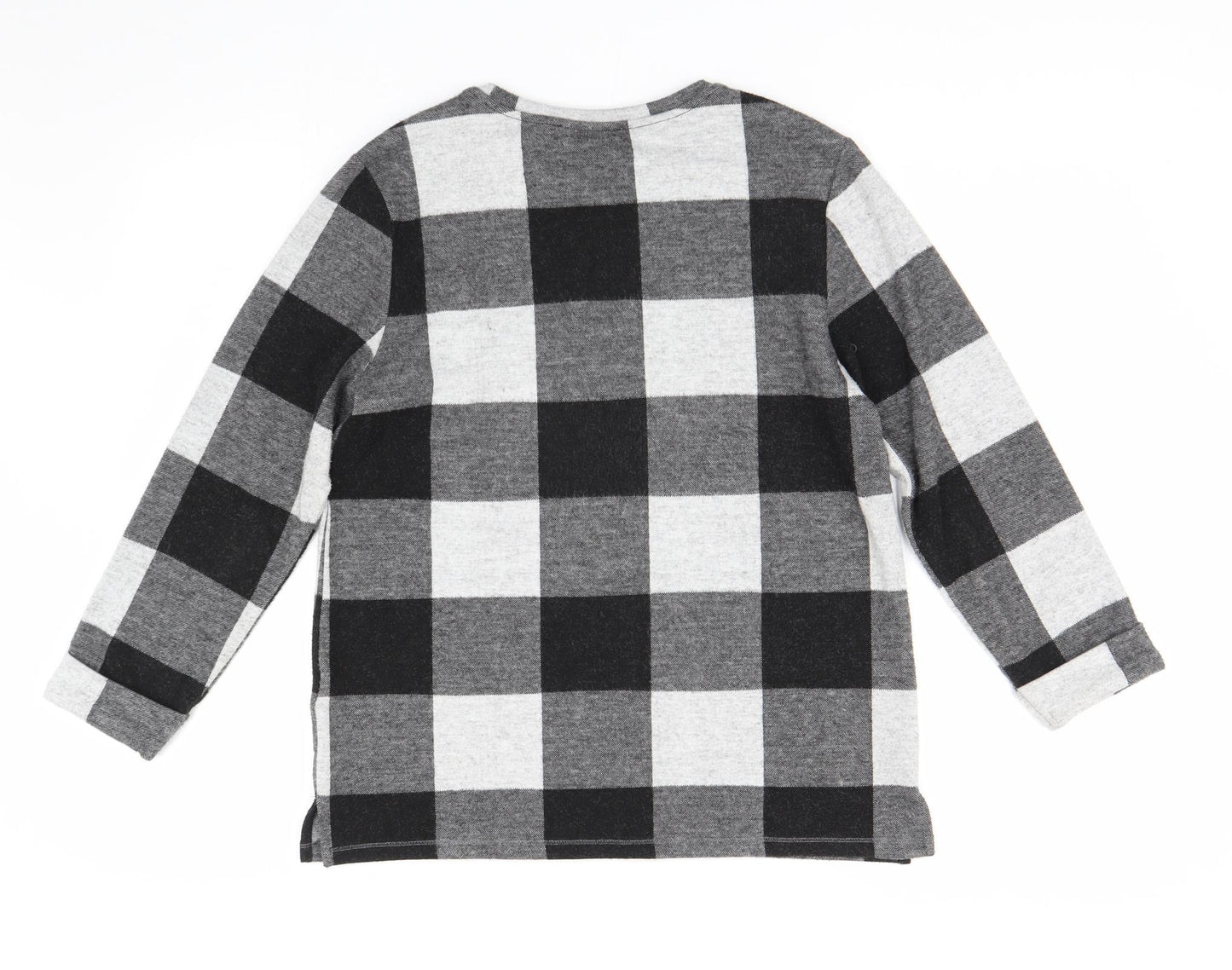 M&S Womens Multicoloured Check Fleece Pullover Jumper Size 10