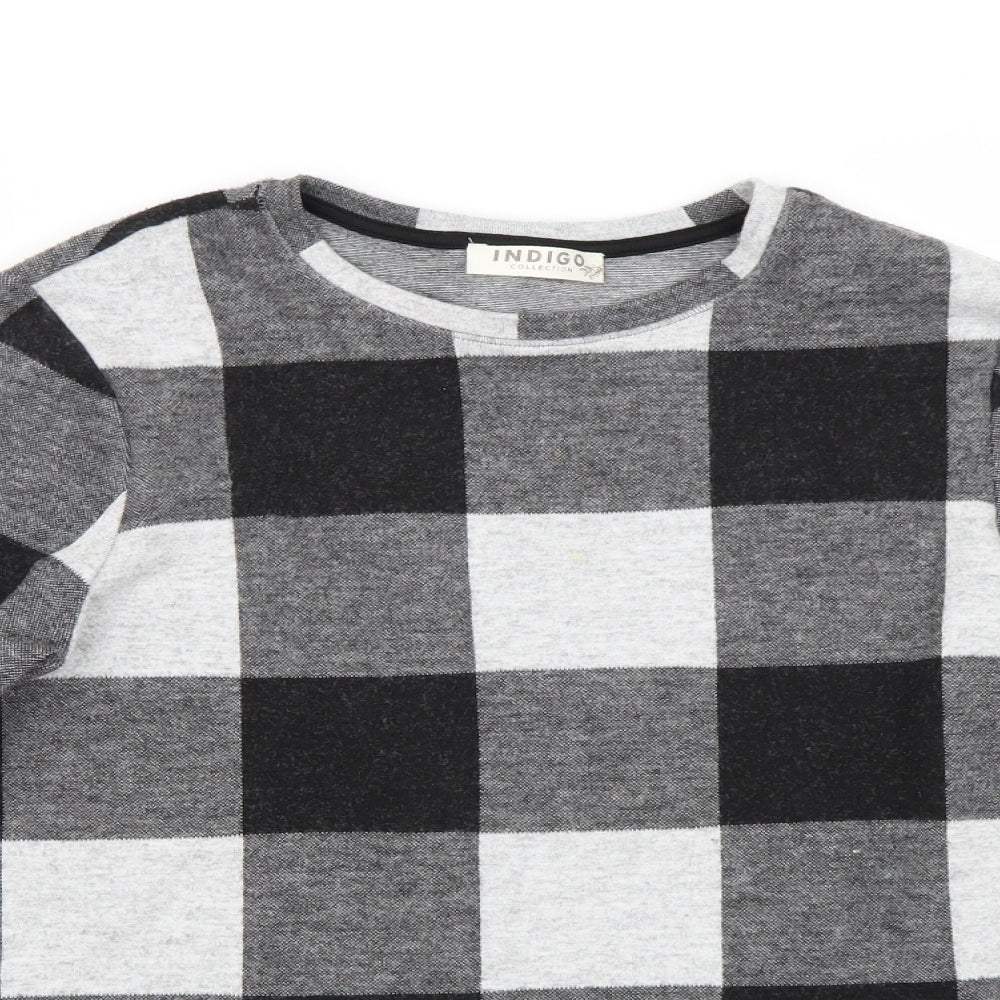 M&S Womens Multicoloured Check Fleece Pullover Jumper Size 10