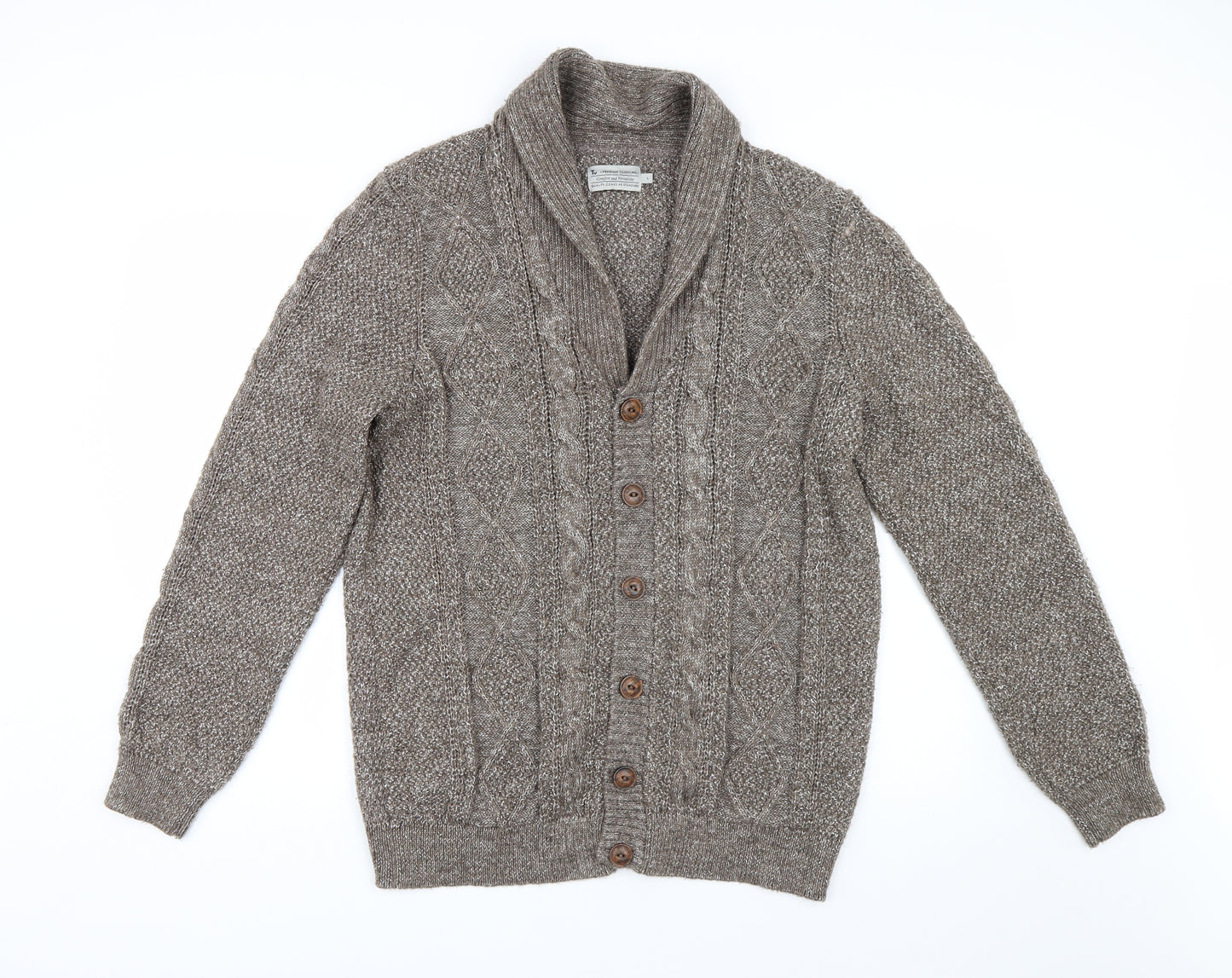 TU Mens Brown  Knit Cardigan Jumper Size L