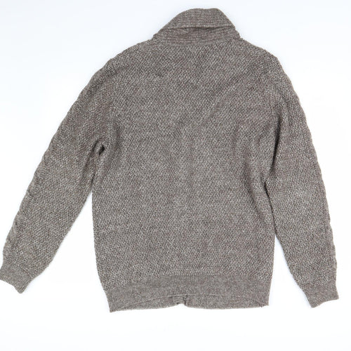 TU Mens Brown  Knit Cardigan Jumper Size L
