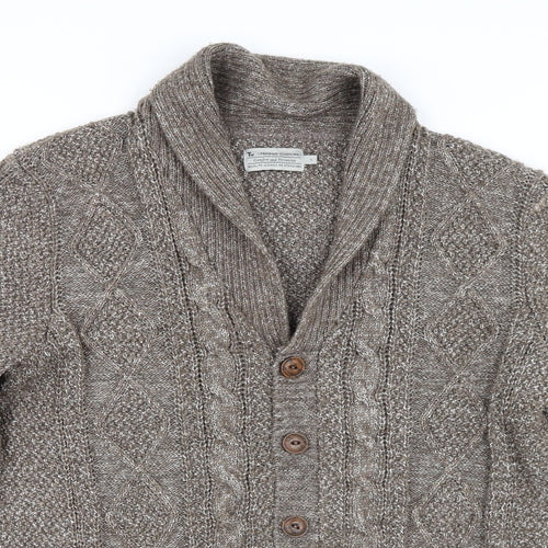 TU Mens Brown  Knit Cardigan Jumper Size L