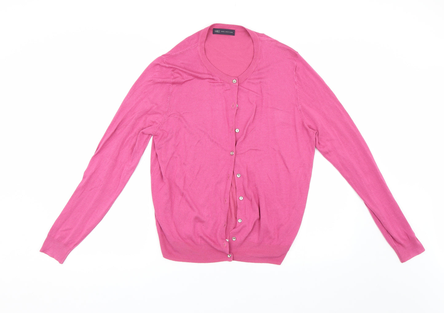 M&S Womens Pink  Knit Cardigan Jumper Size 16
