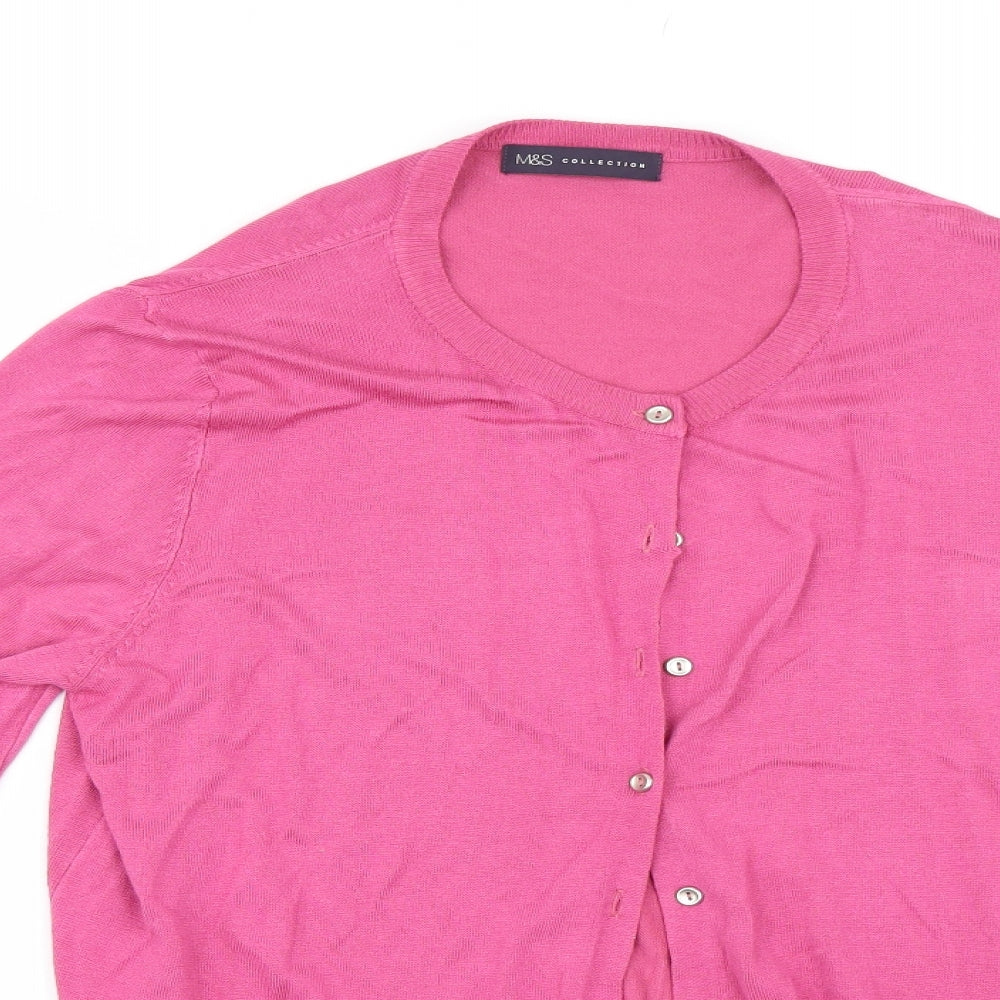 M&S Womens Pink  Knit Cardigan Jumper Size 16