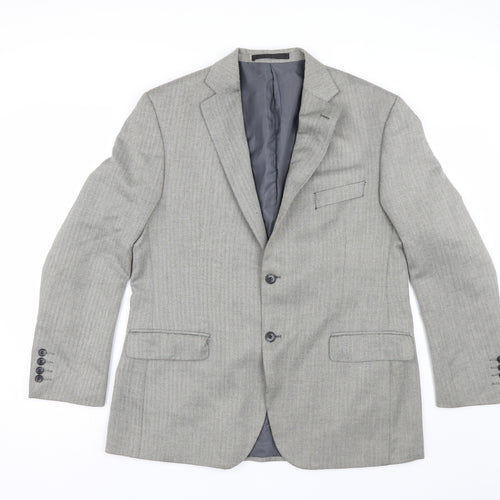 Impressions Mens Green Herringbone  Jacket Suit Jacket Size 42