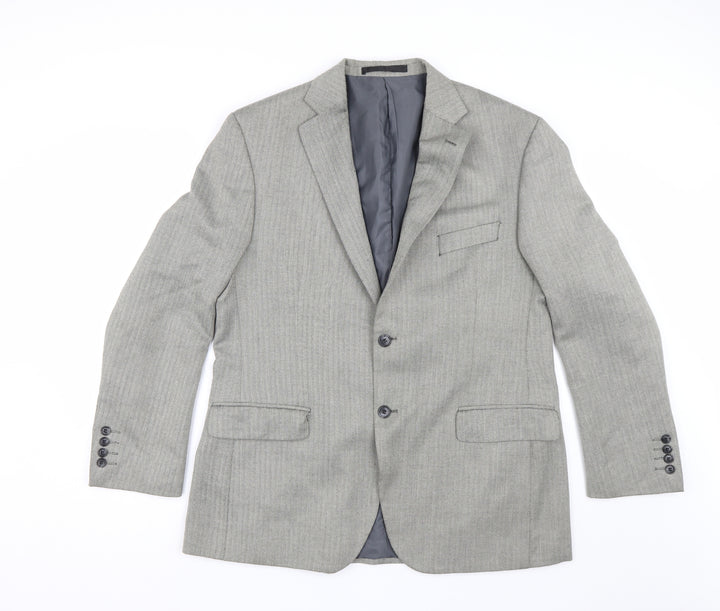 Impressions Mens Green Herringbone  Jacket Suit Jacket Size 42