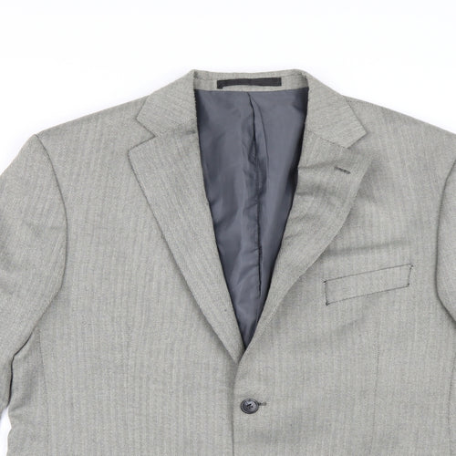 Impressions Mens Green Herringbone  Jacket Suit Jacket Size 42