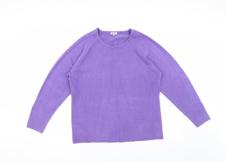 Text Womens Purple Knit Pullover Jumper Size XL