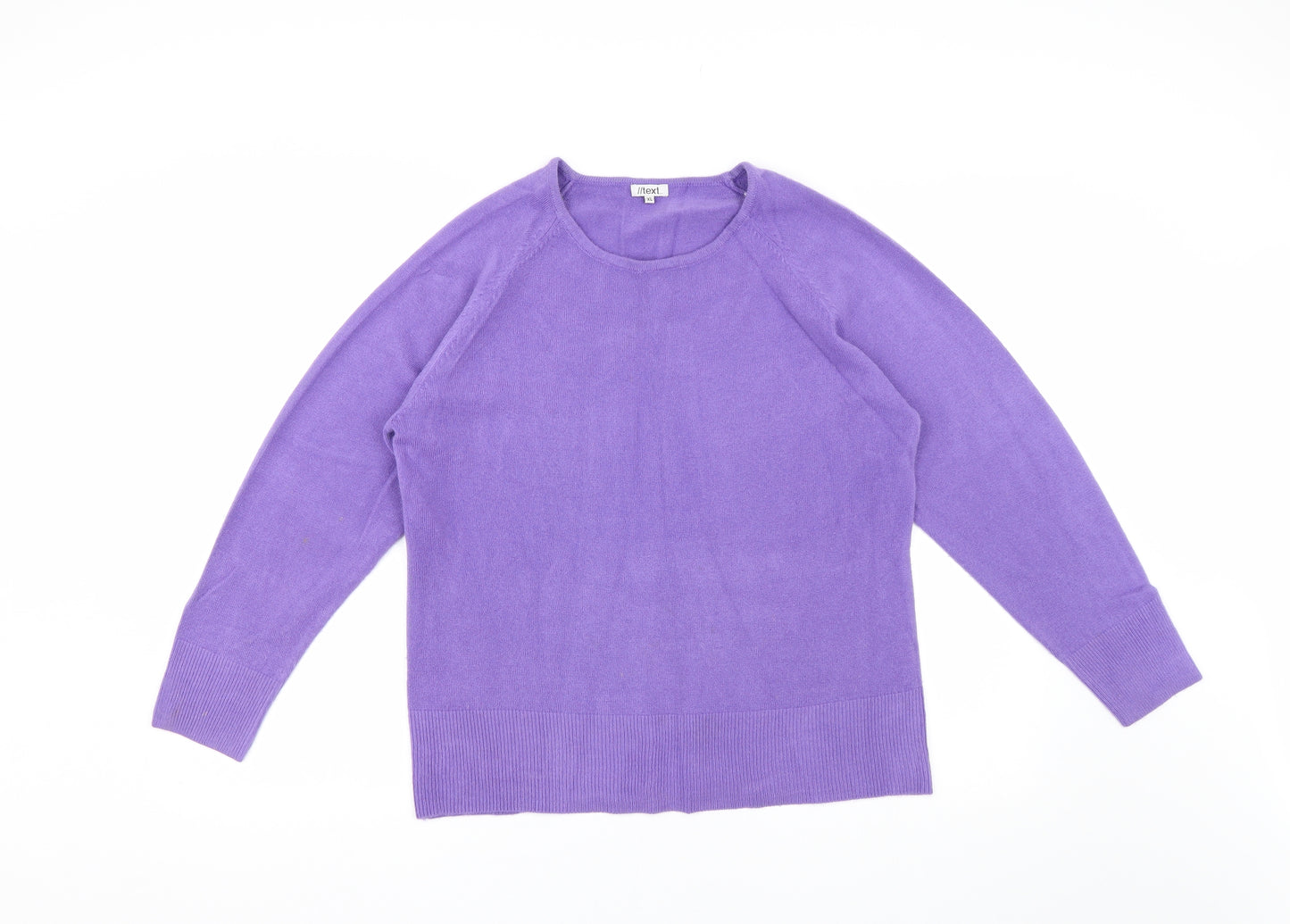 Text Womens Purple  Knit Pullover Jumper Size XL