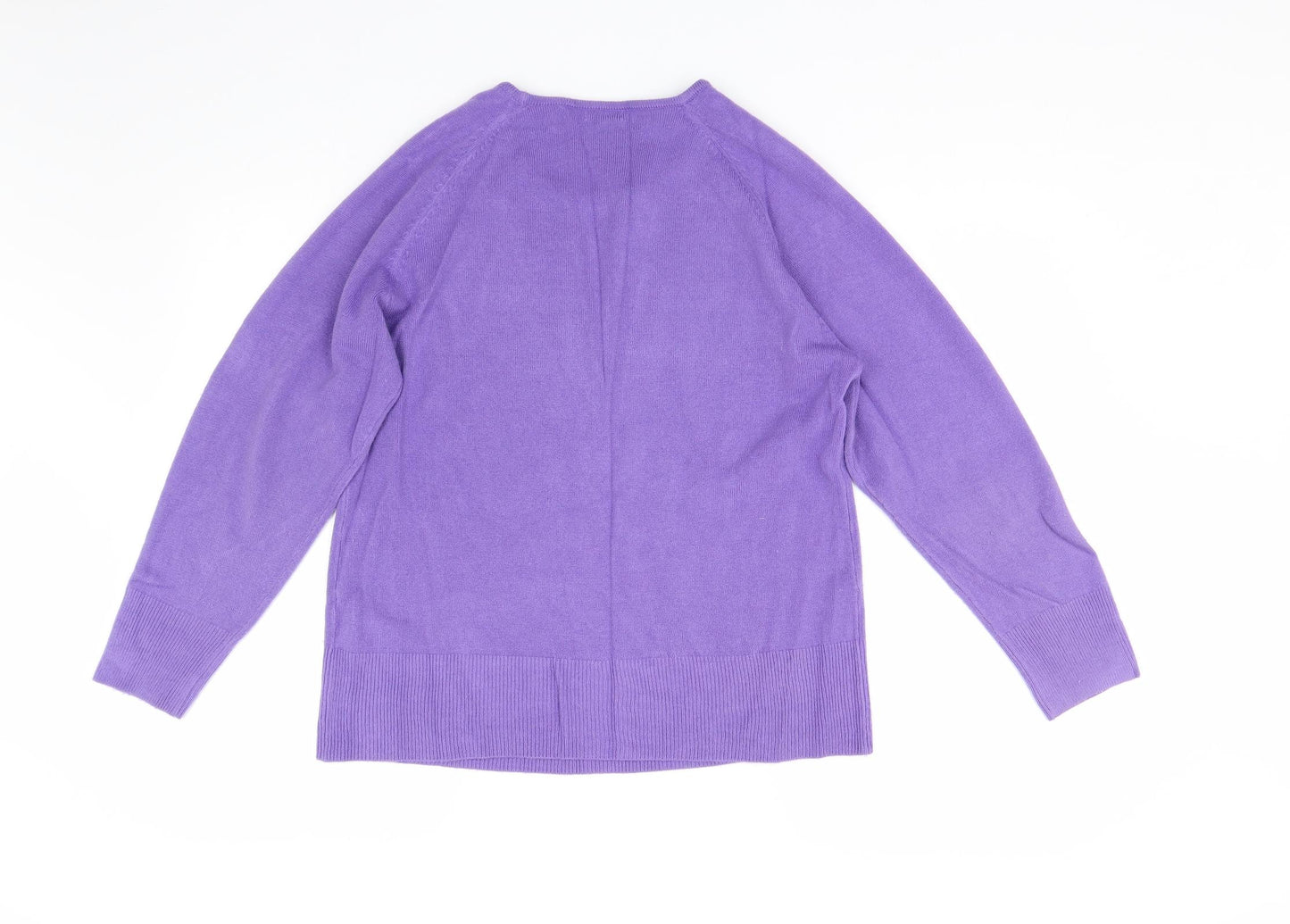 Text Womens Purple  Knit Pullover Jumper Size XL