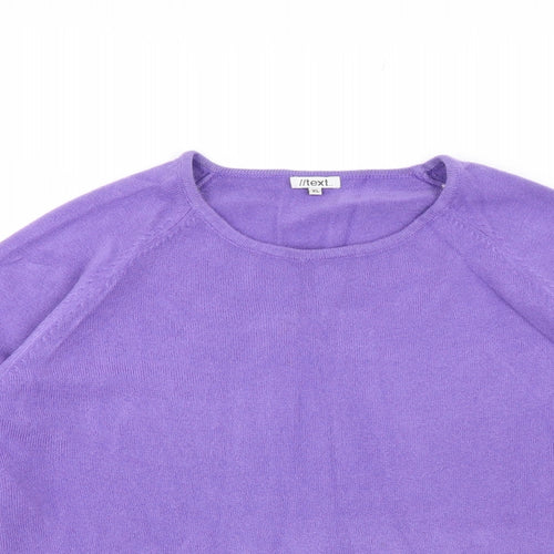 Text Womens Purple  Knit Pullover Jumper Size XL
