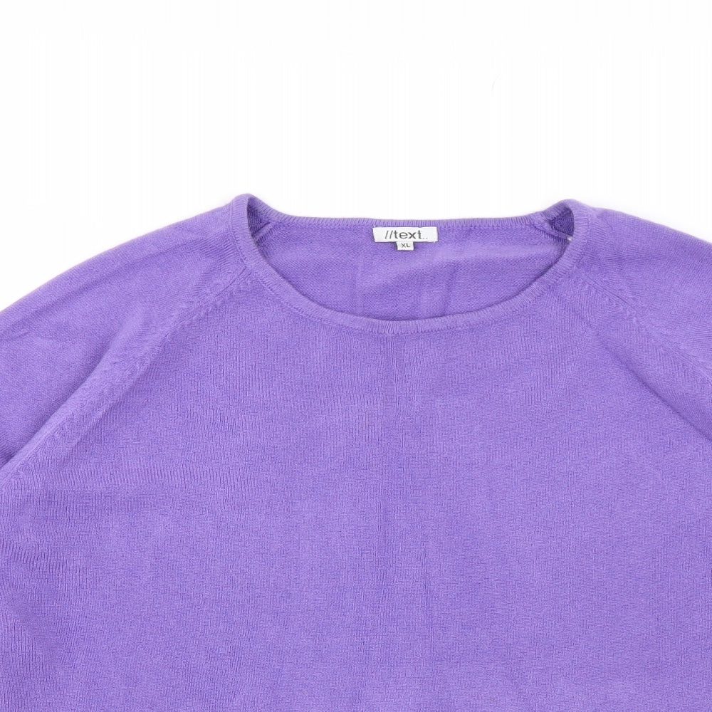 Text Womens Purple  Knit Pullover Jumper Size XL