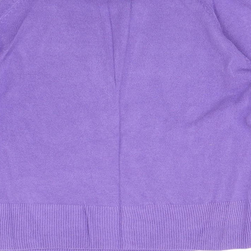 Text Womens Purple  Knit Pullover Jumper Size XL