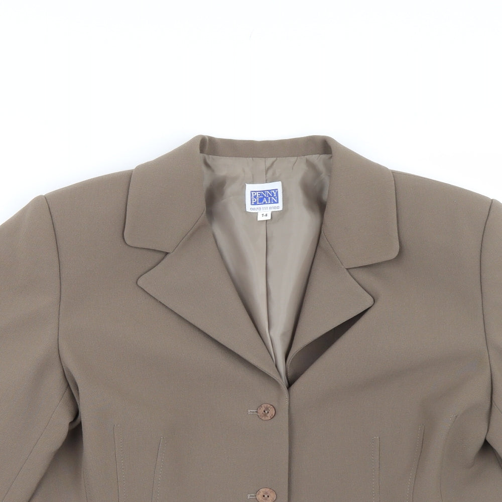 Penny Plain Womens Brown   Jacket Suit Jacket Size 14