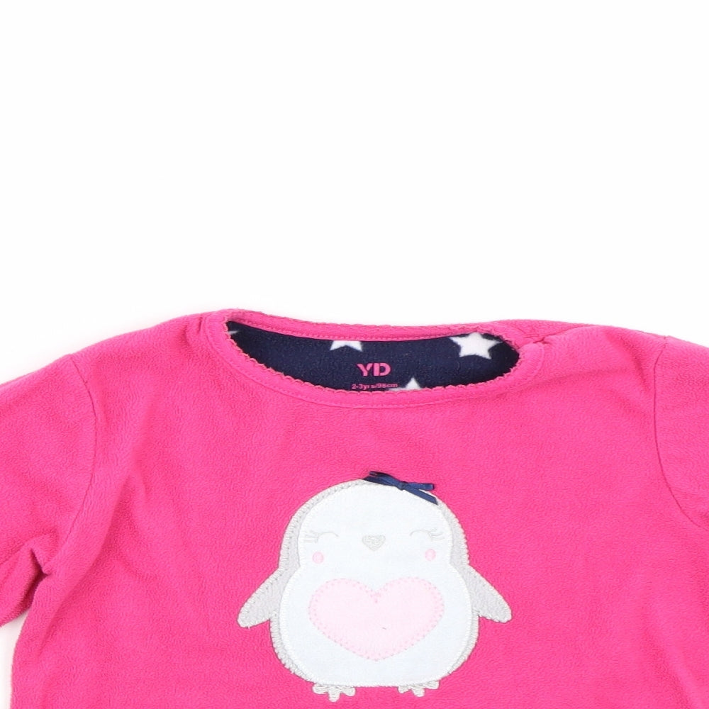 YD Girls Pink  Fleece Top Pyjama Top Size 2-3 Years