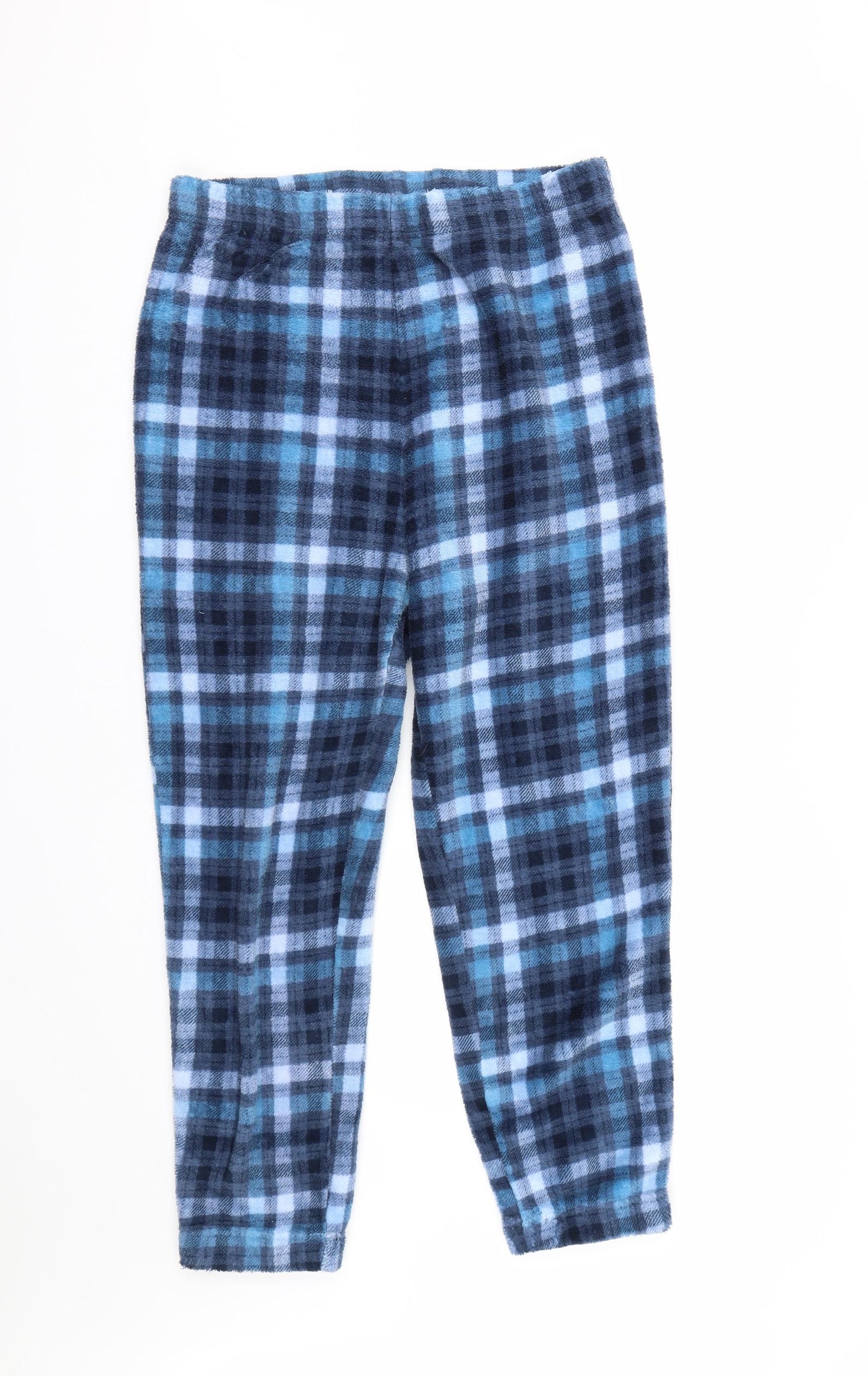 Hudson Mens Blue Check Fleece  Pyjama Pants Size L