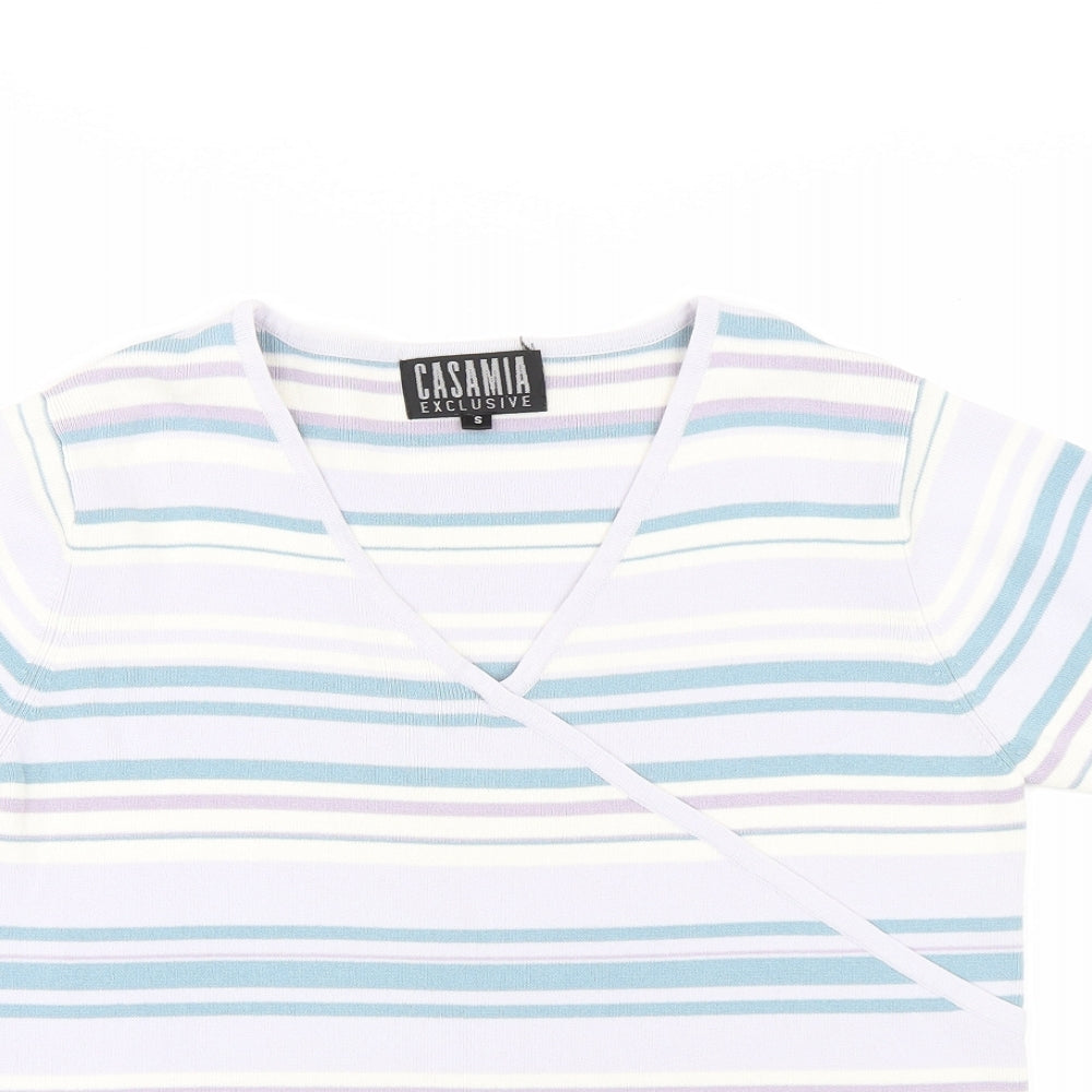 Casaman Womens Multicoloured Striped Knit Pullover Jumper Size S