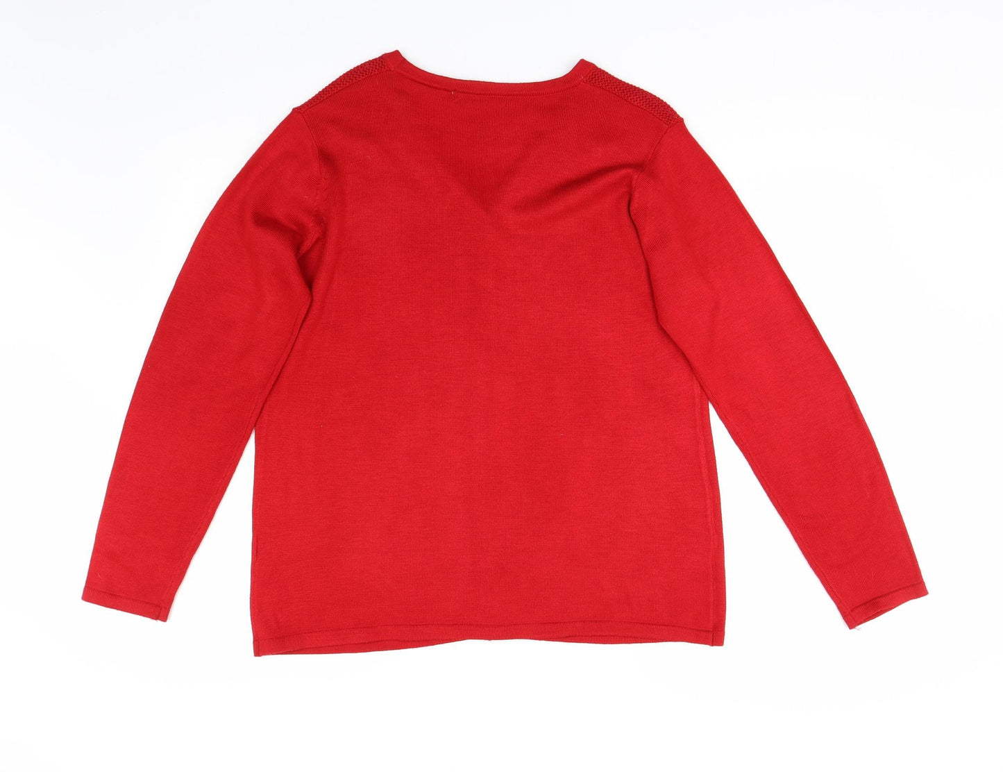 Preworn Womens Red  Knit Cardigan Jumper Size L