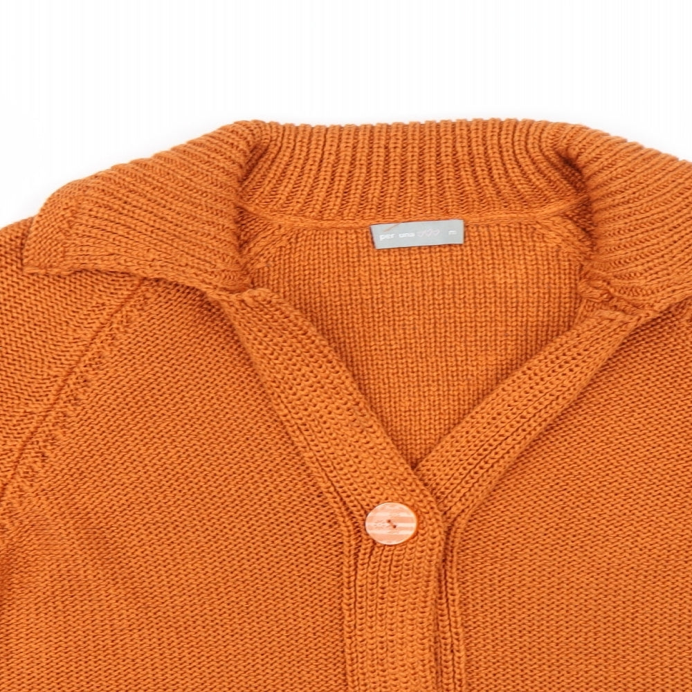 Per Una Womens Orange  Knit Cardigan Jumper Size M
