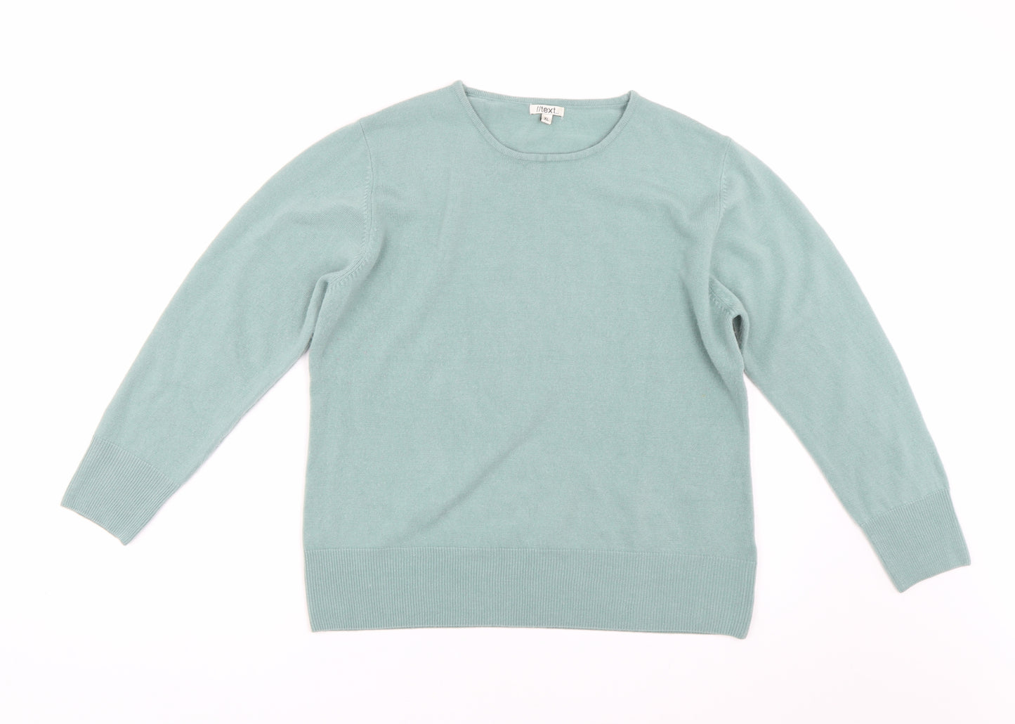 Text Womens Green  Knit Pullover Jumper Size XL